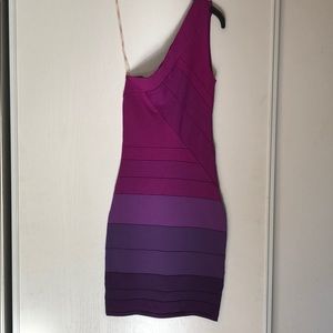 Fitted bandage dress, one shoulder